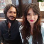 Harshika Poonacha Instagram - Jab we met after 4 years... Reuniting with Sriki ( B3 movie Hero) at the inauguration 😇 Aroma's Hyderabad House