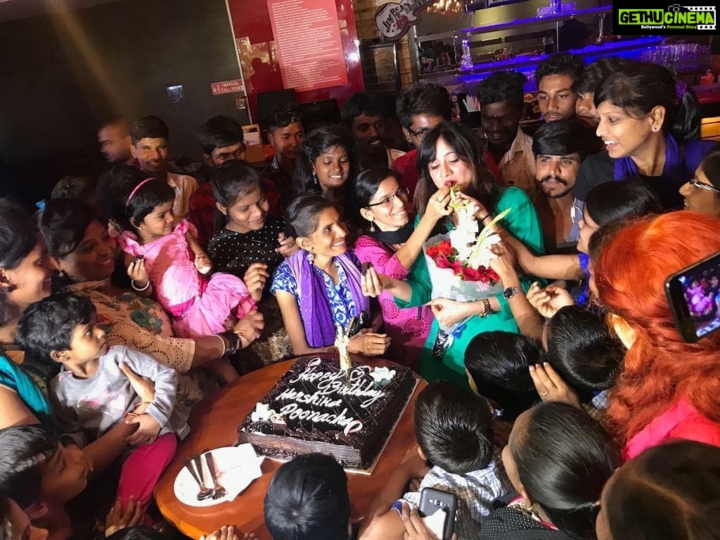 Harshika Poonacha Instagram - Pure , clean ,innocent love from these lovely not so privileged souls. People are so unhappy these days even though they have everything,But these little orphan kids and specially abled kids are so happy and spread somuch positivity. My birthday couldn't be any better than this. My best birthday till date. Love is all we need ❤ Thankyou for all your lovely wishes🙏 Special thanks to @samarthanam_trust and #srisaisnehasamsthe #spreadlove #bestbirthdayever Nolimmits Lounge & Club
