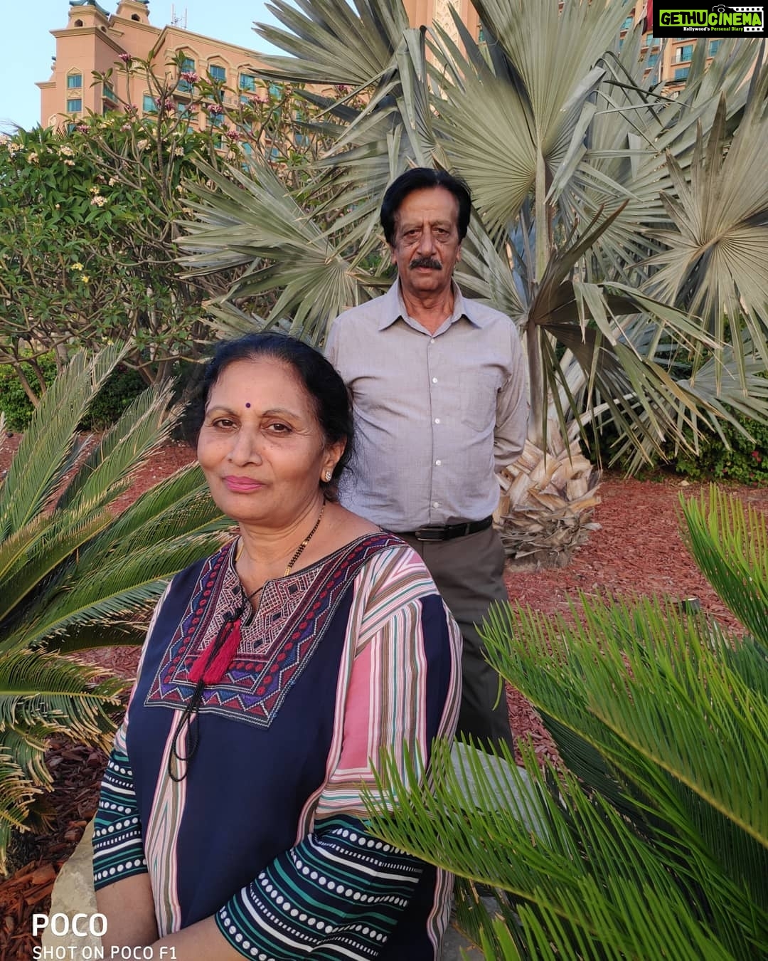 Harshika Poonacha Instagram - Happy Mother's Day to my beautiful Mommy πππ This Recent Dubai trip I made mom pose with Dad for some of my clicks and she aced it β€οΈ She herself composed her poses and Dad was wondering what to do πππ Now I know where I get my posing skills from β€οΈβ€οΈβ€οΈ Love you to the moon and back Amma π Thankyou for teaching me to talk , Well ,I'm a talkative Coz of u or may be my grandma ππ You have taught me to be real,to be warm,to be nice to everyone and all the good things put together π Thankyou for creating me,protecting me and nurturing me π You are a wonderful mother π I love you β€οΈβ€οΈβ€οΈ Happy Mothers Day to all the beautiful mommies in the world π€ Atlantis, The Palm