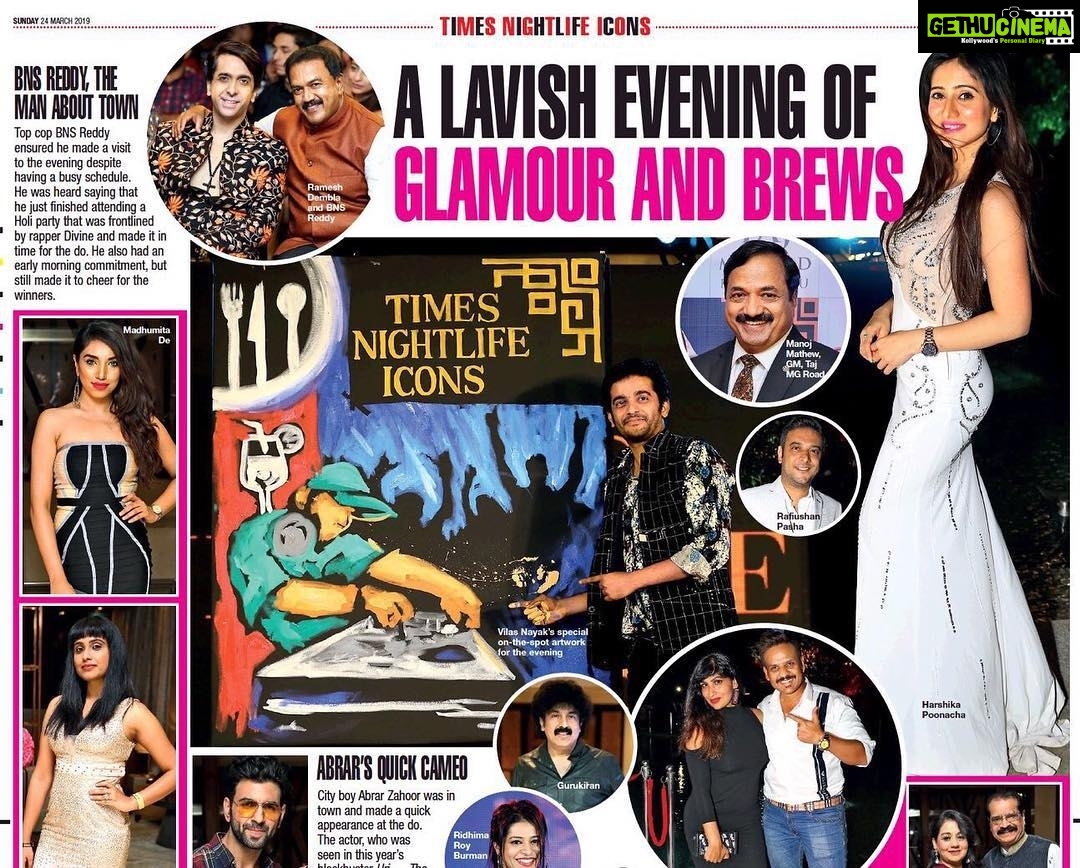 Harshika Poonacha Instagram - Congratulations @iaviesharma on the successful @bangalore_times #Timesnightlifeicons award ceremony 👏 My hearty wishes to all the winners 👏🤗