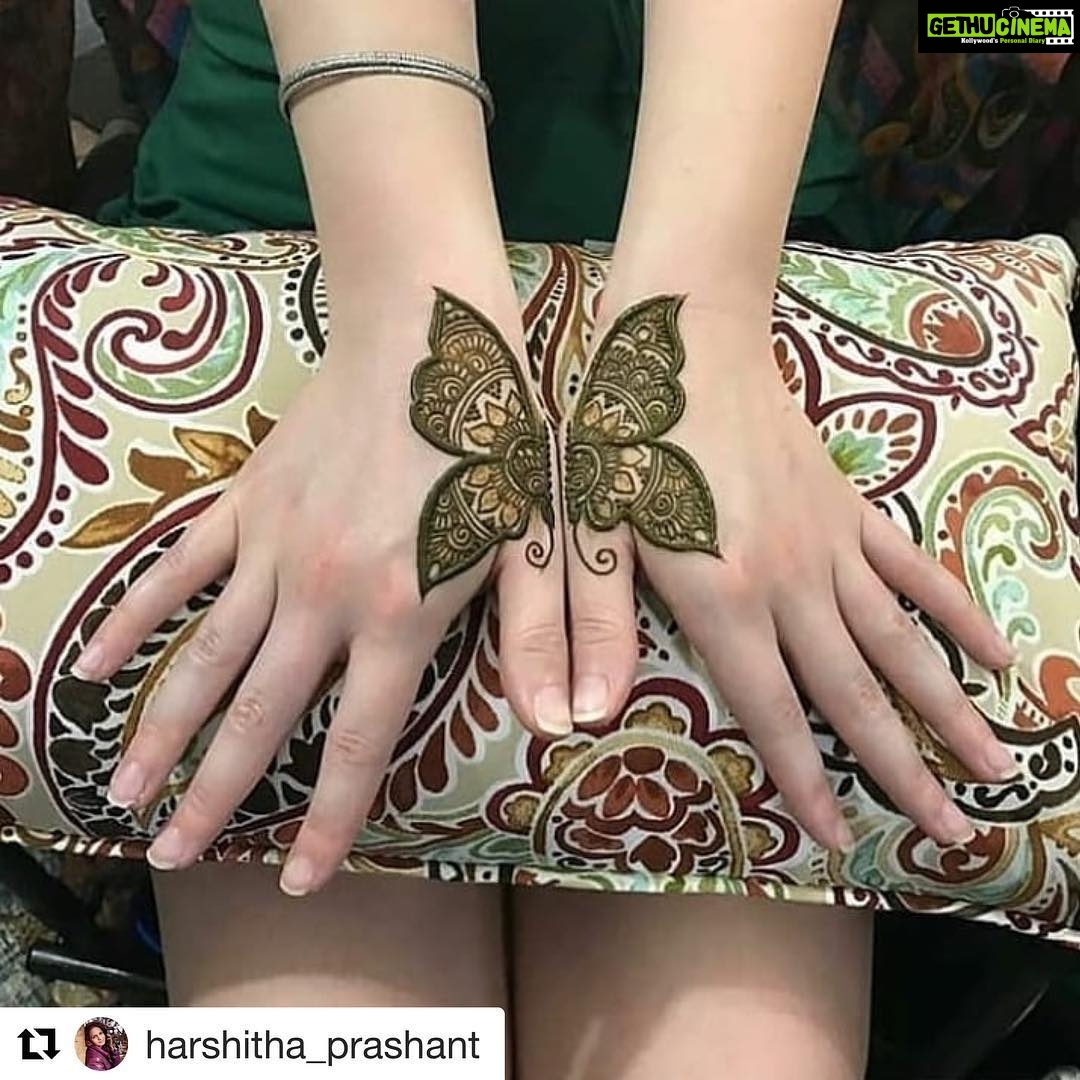 Harshika Poonacha Instagram - Very nice 🦋🦋🦋 #Repost @harshitha_prashant with @get_repost ・・・ #handbutterfly #chittechallenge @harshikapoonachaofficial