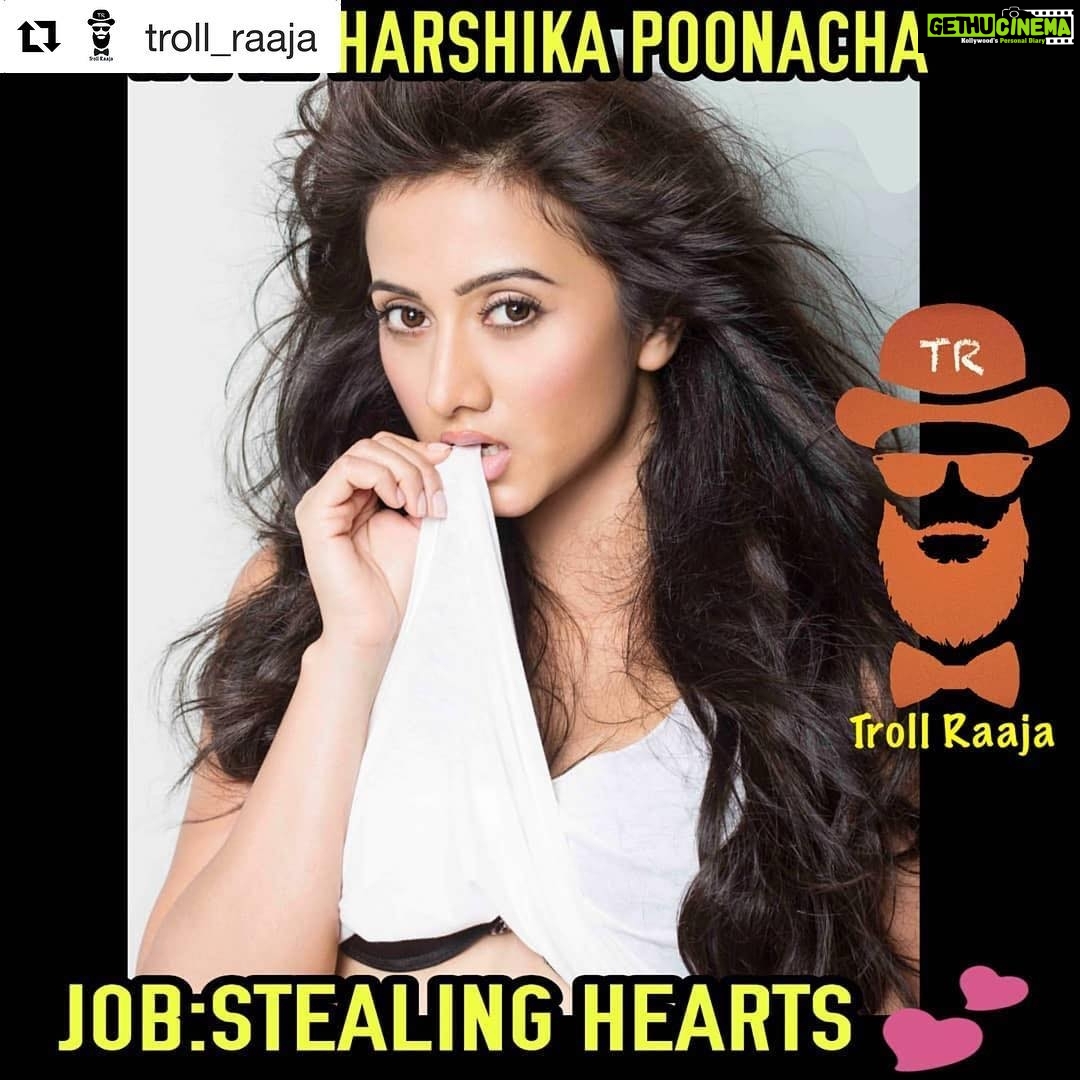 Harshika Poonacha Instagram - Thankyou ❤️ #Repost @troll_raaja with @get_repost ・・・ Too much 🔥 🔥 🔥 🔥 @harshikapoonachaofficial . . #RathaSarathi #troll_raaja Follow @troll_raaja