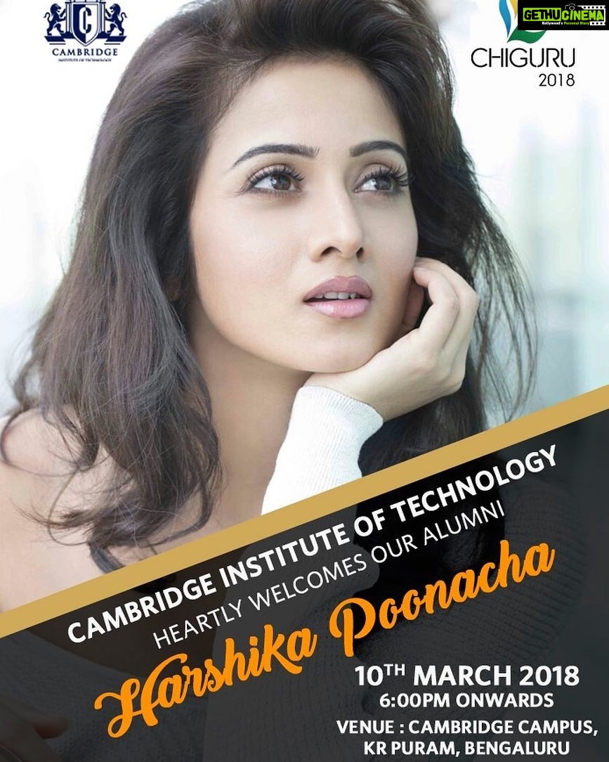 Harshika Poonacha Instagram - I’m in tears now.... Feeling so touched... Going back to my own college as a #ChiefGuest I wanna shout out... #Cambridge I’m coming back ❤️❤️❤️