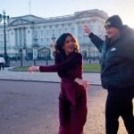 Harshika Poonacha Instagram - Harshika in LONDON 💕💕💕 Dancing on this #trending music with my sweetheart @jaspreetpanesar.artist in @london in front of @buckinghampalaceroyal like we own it 🥰♥️🤩 . . . . PS : Video shot by none other than the best photographer of London and my bro for life ♥️ @snabhi #chilling #trending #dance #music #actor #actress #makeupartist #photoshoot #buckinghampalace #london #goodtimes