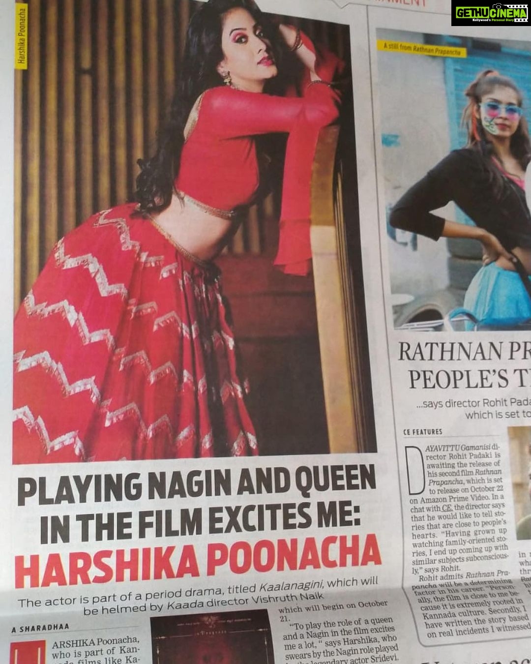 Harshika Poonacha Instagram - "KAALANAGINI" My First Fictional Periodical movie will go on floors soon. Need all your love and blessings 🙏 Thankyou somuch @a_sharadhaa_ ma’am from @indianexpress for this beautiful article 🙏