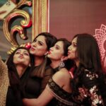 Harshika Poonacha Instagram - Gold and Glitter princess in a @nadira_couture creation with these cuties @sharmielamandre @diganthmanchale @shubra.aiyappa @sanjjanaagalrani @deepika__das @anu_1356 @007appi @spoorthi_vishwas @shalnigowda_official 🌟✨ At the @the.nailartistry launch ♥️ Thankyou @_yellowz_media_ @deninmd @imozio_wedding_planner for the lovely pics 😍