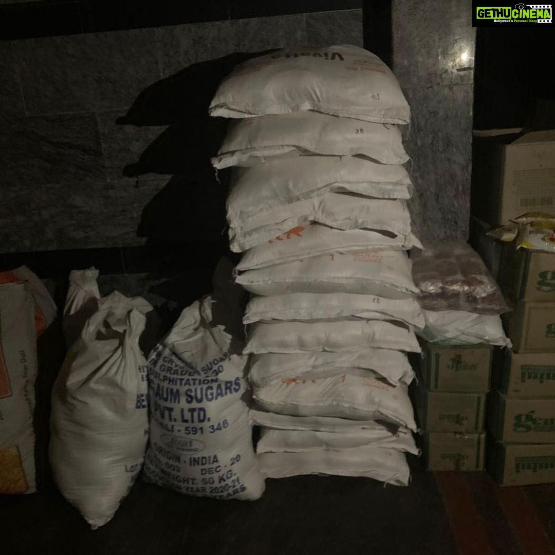 Harshika Poonacha Instagram - At @bhuvanamfoundation , the ration kits packing and loading in process. Our team works day and night to pack the ration kits and deliver to the needy and poor. #Bhuvanamfoundation The Religion of love and Kindness . @bhuvann_ponnannaa_official