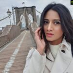 Harshika Poonacha Instagram - Touchdown NEWYORK ❤❤❤ My love for bridges 🥰🥰🥰 @brooklynbridgeig @nytimes Brooklyn Bridge