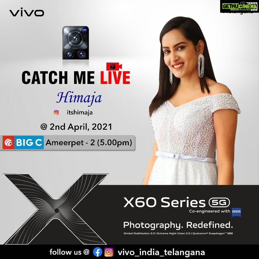 Himaja Instagram - Hey guys, Happy to share that I am invited to unbox the new Vivo x60 series mobile powered by Zeiss camera. Looking forward to catch up Live on April 2nd, 2021! 🥳🥳 #vivoX60series #vivoindia #vivo #vivox60 #vivox60pro #x60series #photographyRedefined #zeissbatis @vivo_india_telangana
