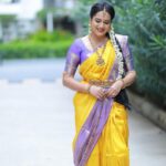 Himaja Instagram - 💛💜May Goddess Lakshmi Fill Your Life With Health, Wealth, And Freedom.. Jewellery By @navishkasfashionjewelry MOU @bhavani._.makeovers #varalakshmivratham #sravanamasam #varalakshmivratham #varamahalakshmi #vratham #treditional #pattusarees #sareeslove #fesitival #treditionallook #jewellery #jewellers #trending