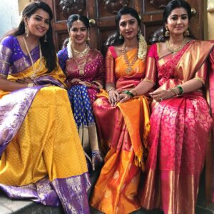 Himaja Instagram - ♦️Subhodayam friends.. I Couldn’t find a better picture than this to say it 🤗 @realactress_sneha @madhumithasivabalaji @praveena.kadiyala #vinayavidheyarama #simhachalam #saree #treditional #southindia #culture #tollywood