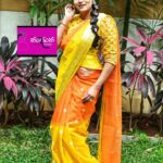 Himaja Instagram – Perfect Saree = Mood Maker😍
@srimaghuvaboutique 
#yellow #orange #sareelover #sareecollection