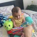 Ishaara Nair Instagram - He can stare at these books for hours 😅. No toys could hold his attention like these books do… also what activities do you suggest to entertain 3-6 month old babies? #3monthsold #babymama #boymama #mamasboy #dadasboy #diapers #motherhood #motherhoodinspired #babyinfluencer #simplymamahood #babyboyaarin # mamauae #mamaindubai #postpartum #babiesofinstagram #mamasofinstagram Dubai, United Arab Emirates