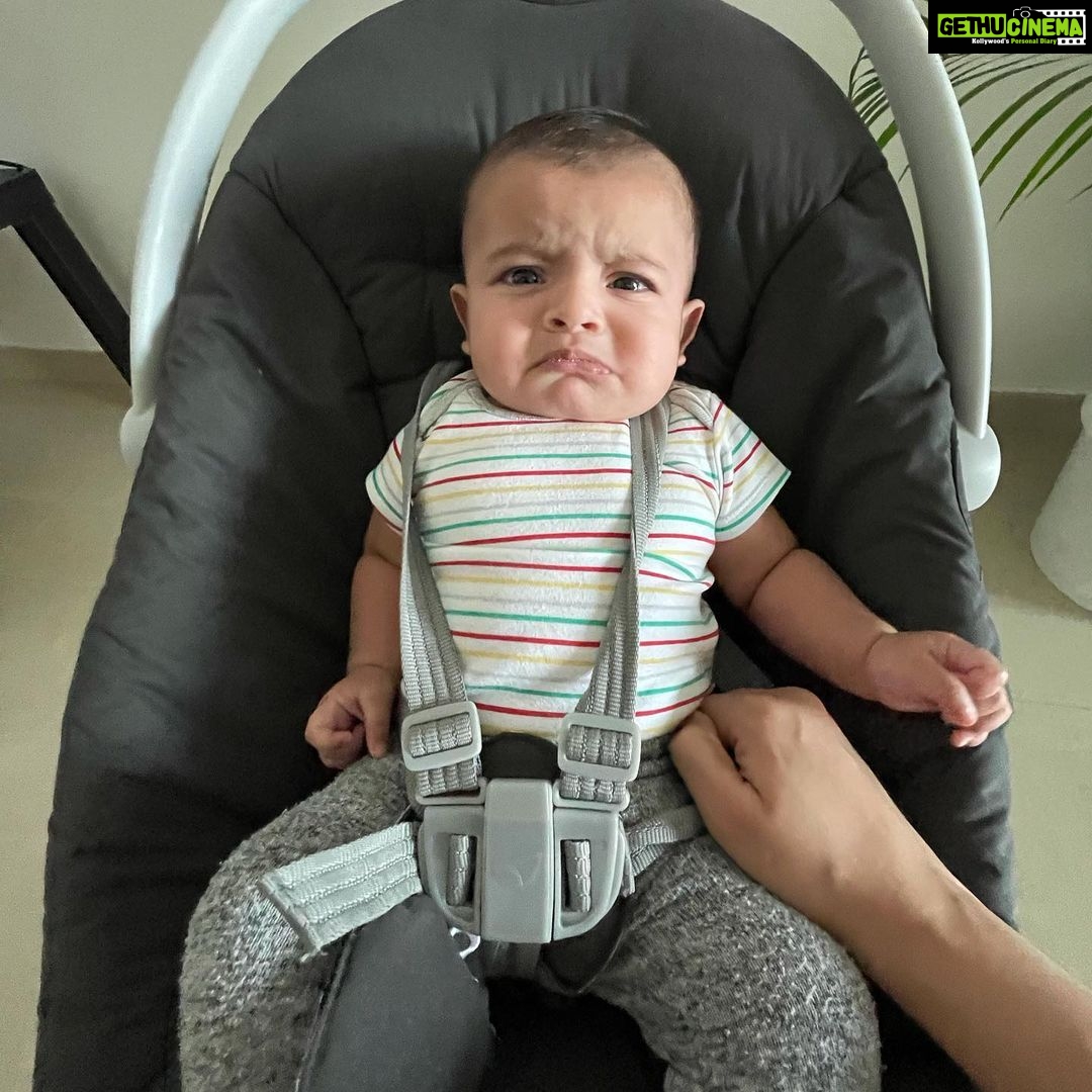 Ishaara Nair Instagram - Well, That sums up our day today π€£π
(swipe to see how it went) π€ͺ How was your day? Also on a scale of 1-10 what score will you give for his expressions? π€£π€£#3monthold #motherhood #4monthold #sleepregression #expressionking #enjoyingeverymoment #15weeksoldbaby Dubai, United Arab Emirates