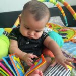 Ishaara Nair Instagram - He can stare at these books for hours 😅. No toys could hold his attention like these books do… also what activities do you suggest to entertain 3-6 month old babies? #3monthsold #babymama #boymama #mamasboy #dadasboy #diapers #motherhood #motherhoodinspired #babyinfluencer #simplymamahood #babyboyaarin # mamauae #mamaindubai #postpartum #babiesofinstagram #mamasofinstagram Dubai, United Arab Emirates