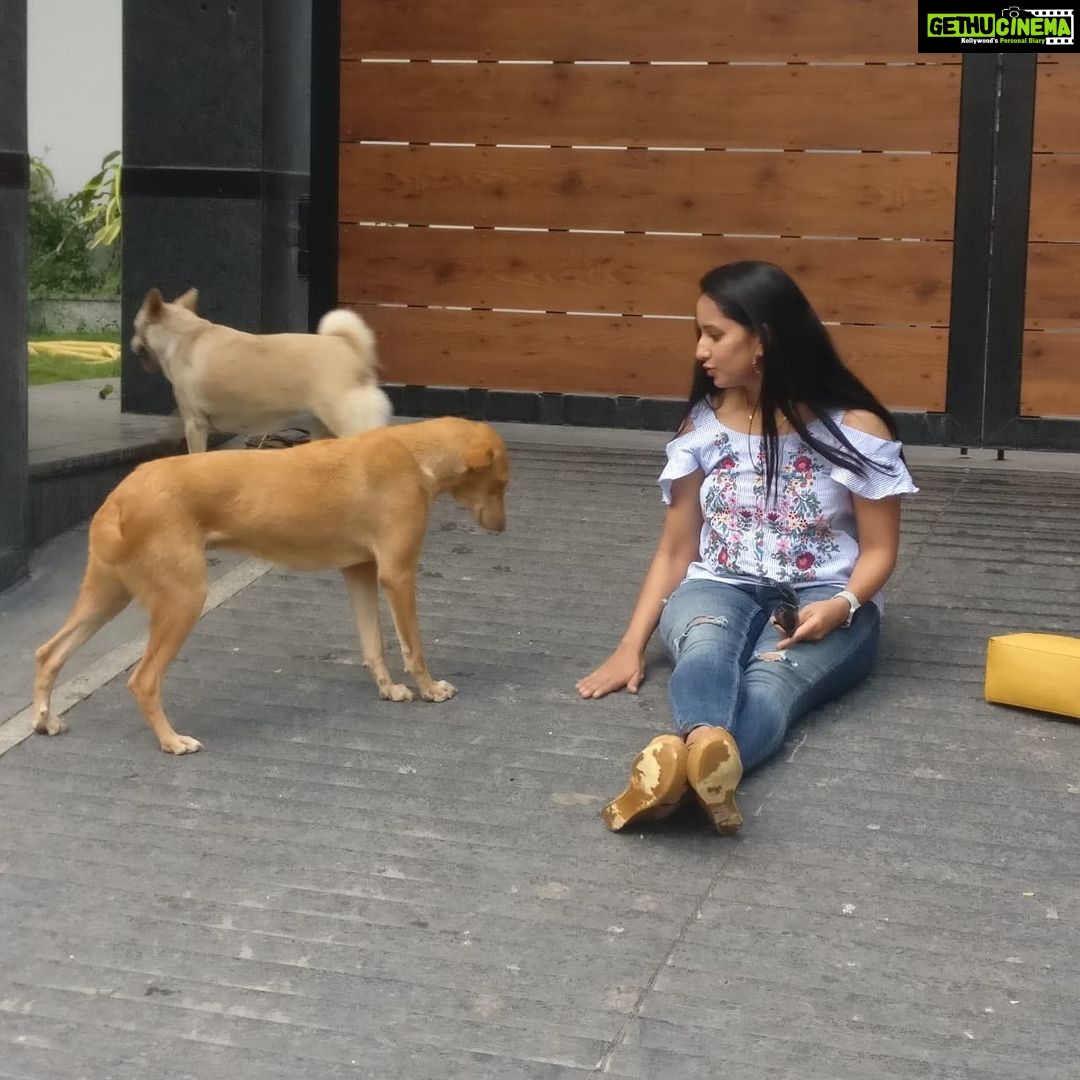 Ishika Singh Instagram - With my new buddies ... two cute and friendly dogs 🐕 #puppylove #doglovers #doglover🐶 #doglover #streetdogsofindia