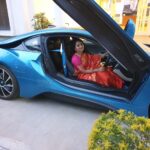 Ishika Singh Instagram - handloom and bmw go hand in hand #bmw #sportscar #fashion #handloom
