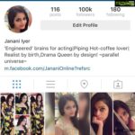 Janani Iyer Instagram - My #instafamily has grown and how!❤️❤️❤️ #100k #blessed