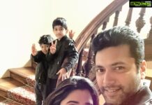 Jayam Ravi Instagram - This is us. Dedicating the first post with my family for my Instagram family 🙏🏼 @aarti.ravi #instagramdebut