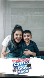 Kajal Aggarwal Instagram - I tried the #OreoDoubleStufLickRace with my nephew Ishaan and we had a blast even though he beat me to it! 

A race where you get to enjoy Oreo and that too Double Stuf! It was super fun! 

You should try it out with your loved ones, tag @oreo.india and don’t forget to use #OreoDoubleStufLickRace 🏁🍪

#Ad