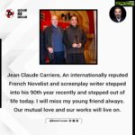Kamal Haasan Instagram - Jean Claude Carriere , An internationally reputed French Novelist and screenplay writer stepped into his 90th year recently and stepped out of life today. I will miss my young friend always. Our mutual love and our works will live on.