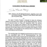 Kamal Haasan Instagram - Thank you Honourable CM of Andhra Pradesh. The honour you seek for our brother Shri.S.P.Balasubramaniam is a sentiment which true fans of his voice will echo, not only in Tamilnadu but throughout the whole nation.