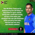 Kamal Haasan Instagram – Dear @mahi7781 Thank you for demonstrating how self-belief can help achieve in sports and life. Rising from a small town to being the hero of the nation, your calculated risks and calm demeanour will be missed by Team India. Glad that your love story with Chennai continues
