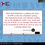 Kamal Haasan Instagram - Glad that Education is getting 6% share of GDP in the new education policy. The Immediate focus and reforms needed are in the Healthcare sector now, which gets only 1% of GDP on an average. This share has to be increased to 7-8% if we want to grow as a healthy Nation too.