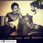 Kamal Haasan Instagram - Two good film makers from India. I am glad Shekhar proved his calibre internationaly. It feels like I made Elizabeth and Bandit Queen. That’s what friendship results in. No one was sure of us but we were. Those two young men in the photo were so confident of themselves. They needed no short cuts. They made it! One Mr. Kamal Haasan would like to congratulate that young man. One Mr. Shekhar Kapoor. In the 80's whenever I rang his apartment door bell in Juhu, the maid would ask, "who is it?” And I would reply, "Tell him One Mr. Kamal Haasan is calling on him.” It tickled him to no end... let me tickle that young man again😊#Repost @shekharkapur with @get_repost ・・・ This just proves how long @ikamalhaasan and I have been friends .. Great actor and beautiful human being ..