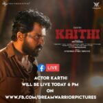 Karthi Instagram - #Kaithi #Khaidi Facebook live at 6pm.