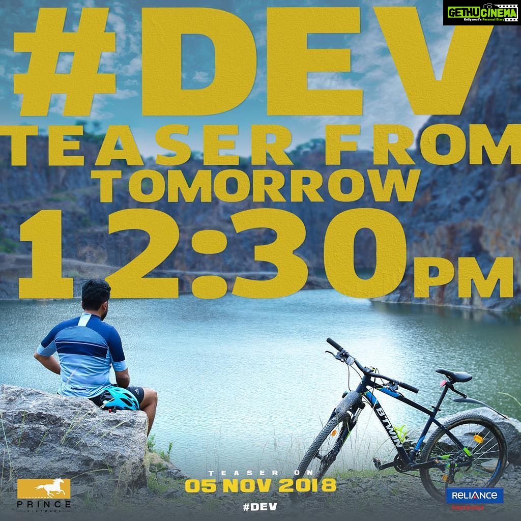 Karthi Instagram - #DevTeaser from tomorrow 12:30 Pm #Dev