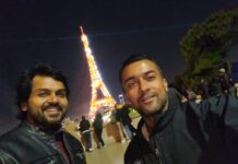 Karthi Instagram - First selfie we took together #2019 :) Happened at an interesting place. Happy birthday to the man who is my inspiration! #Suriya