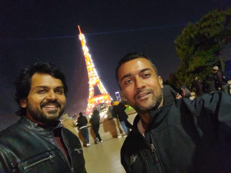 Karthi Instagram - First selfie we took together #2019 :) Happened at an interesting place. Happy birthday to the man who is my inspiration! #Suriya