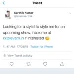 Karthik Kumar Instagram - Looking for a stylist to style me for an upcoming show. Inbox me at kk@evam.in if interested 🙂