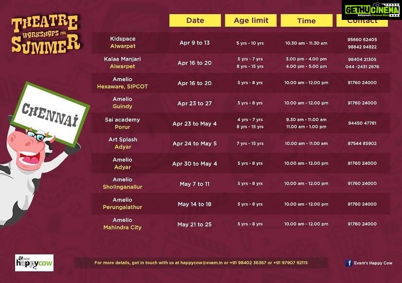 Karthik Kumar Instagram - #Parents alert: The #Evam #HappyCow #Chennai Summer camp.