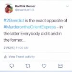 Karthik Kumar Instagram – #2GVerdict #murderontheorientexpress