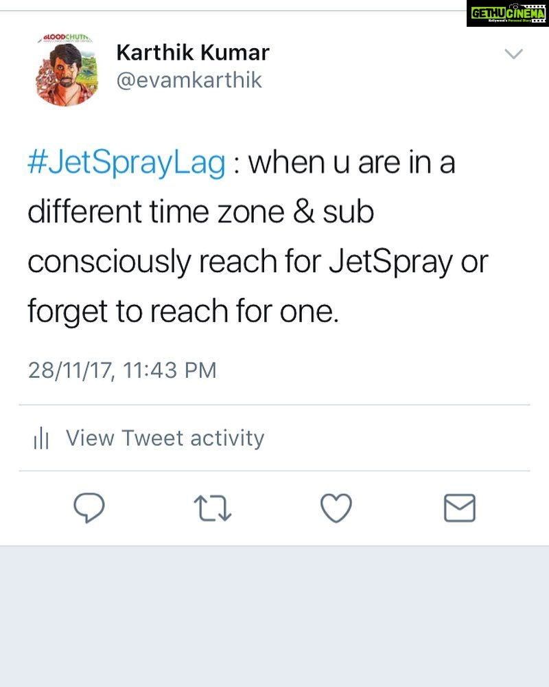 Karthik Kumar Instagram - #JetLag #JetSprayLag