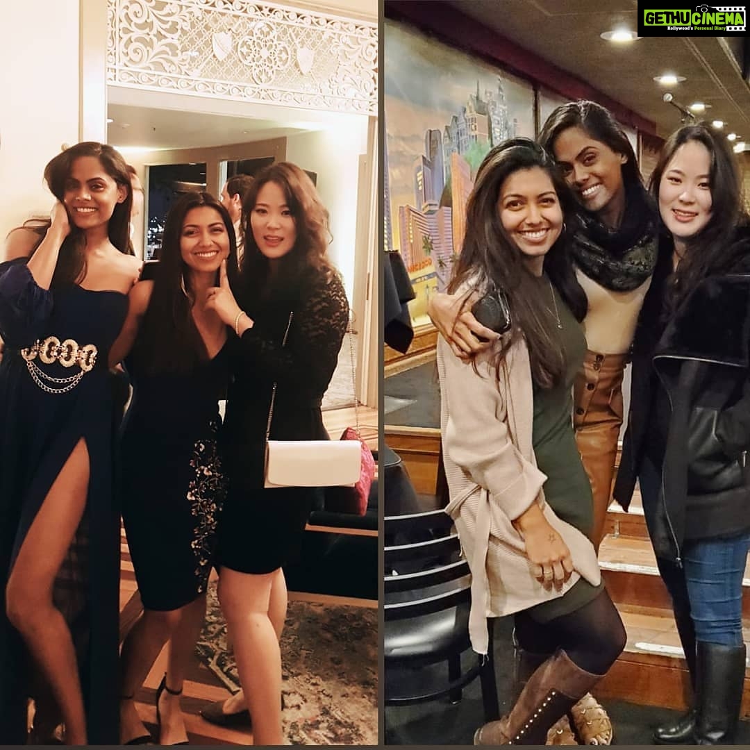 Karthika Nair Instagram - When Ms.Mumbai met Ms.New york & Ms. Seoul... 1 year since graduation... Adulting sucks! Miss my chicas๐๐๐ @nabster_nabs @___jamie.l #friendslikefamily #girls #squad #sanfrancisco #throwback Cigar Bar