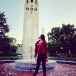 Karthika Nair Instagram - When you spill your glass of Red into the dancing water.. 🍷 Missing my Grimsley bear.. #throwback #stanford #karthikanair Stanford University