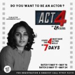 Lakshmi Priyaa Chandramouli Instagram - I HAVE NEWS!!!!! FINALLY, I'm launching my acting workshop next week!!! The best part about it is, it's online. Which means, it really doesn't matter which city or country you are in, YOU CAN JOIN! This is an acting class for people who are just starting out or even people who are currently actors who just want some method to their madness! I will be teaching you the 4 essential elements you need to master to be an actor (That's why the workshop is called ACT 4). Give me an hour of your day for 7 days and we'll create magic together! :) Very excited for this one and so looking forward to it! Oh also, ONLY LIMITED SEATS available. Call the number given in the poster and register yourself soon :) @evamfirstrush See you soon guys! #ACT4 #ActingWorkshop #LearnANewSkill #YesActingIsASkill #EvamEntertainment #OnlineWorkshop #RegisterSoon #LearnToAct