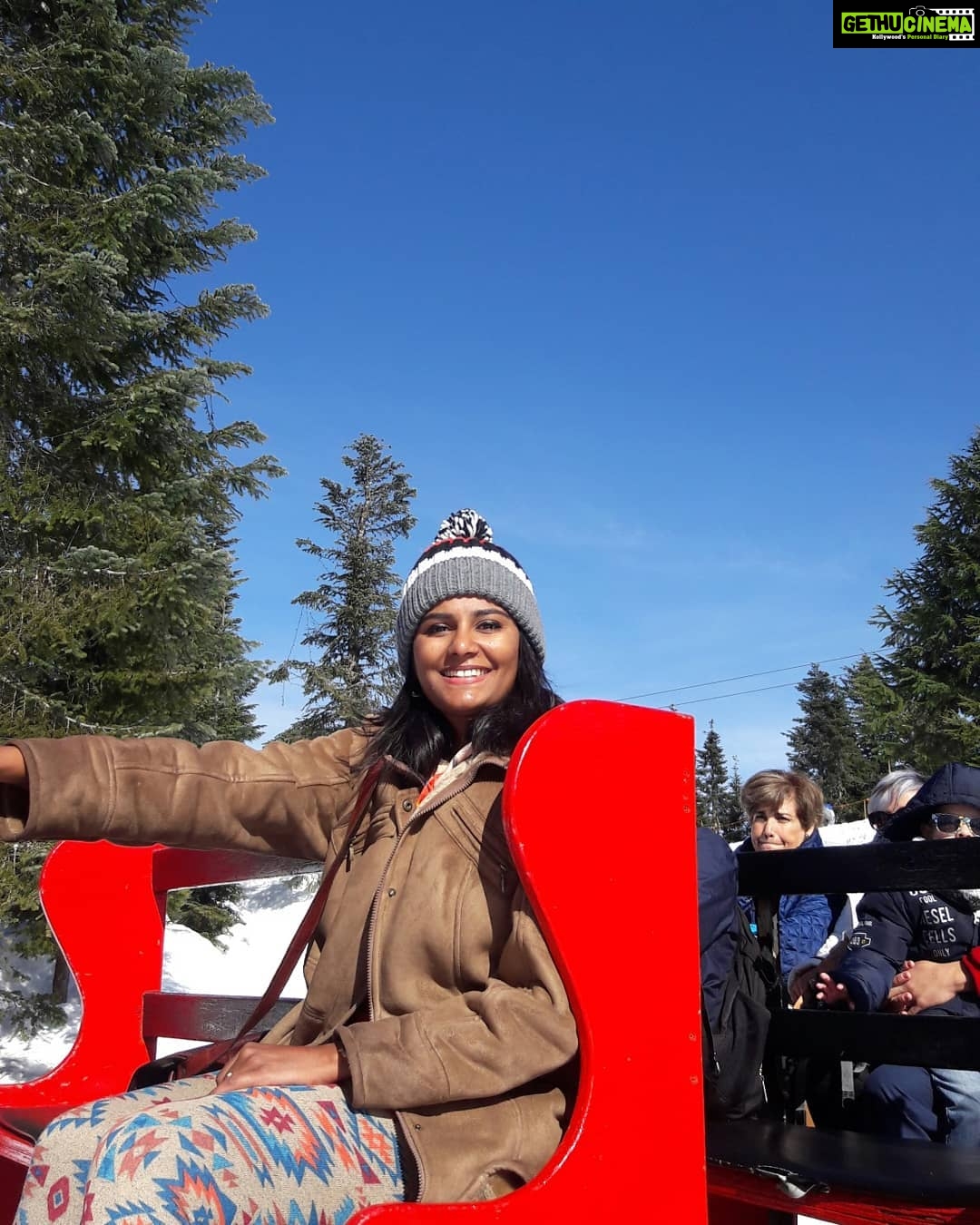 Lakshmi Priyaa Chandramouli Instagram - And that's what I call a great day!!!!! 😀 #amihappyoramihappy #traveltheworld #grousemountain #sledge #sleigh #beautifulspringday #beautifulbritishcolumbia #canada🍁 #snoweverywhere #ibecamealittlegirlagain #joy #thankyouuniverse #dontputkannuplease Grouse Mountain-The Peak of Vancouver