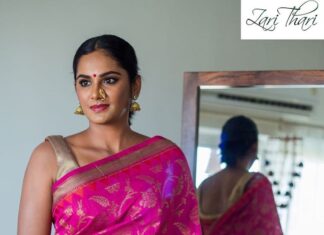 Lakshmi Priyaa Chandramouli Instagram - Felt beautiful to drape on this gorgeous saree for #ZariThari. Do check out this saree and more in their page @zarithari . Photo by @madwhotravels and @dramasawme and make up by @belle_makeover_services! #feelingbeautiful #sareeforthewin #sareeforsale #dollingup #traditional #maharashtriannath #dramasawme