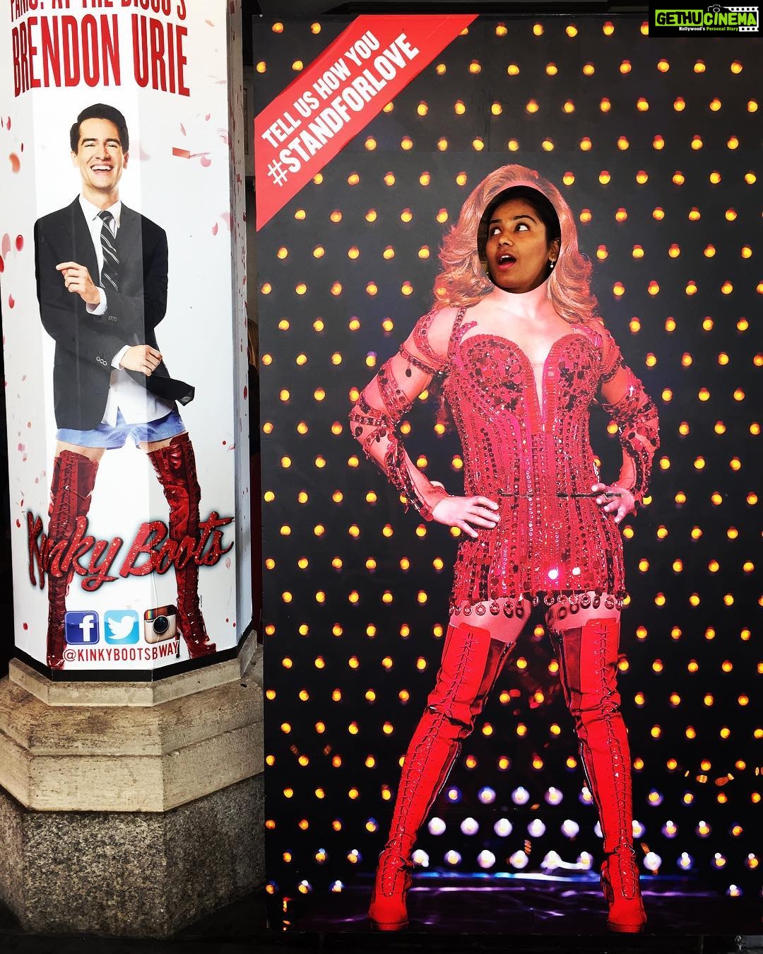 Lakshmi Priyaa Chandramouli Instagram - Wearing them Kinky Boots!! #Broadway #kinkyboots #musical #i❤️ny #spreadthelove Kinky Boots on Broadway