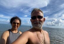 Lakshmy Ramakrishnan Instagram - I owe all that I am today and all that I have done so far to this man!! He has helped me cope with my insecurities, phobias, disorders and what not!!!! We were amidst professional snorkelers and I was the only one who was terrified:) At one point I swallowed lot of water and thought I was drowning. I screamed for help and of course Ram and Ashwin were close by. I lost all my confidence, was literally shivering and thought I would never do it again!!! But, today, though I didn’t go too deep, throughout Ram was with me, encouraging me, without belittling my experience. Slowly I gained confidence and hopefully tomm will be better. It is not just this one experience, this is just an example of how he has been my pillar of unconditional support. Whenever I go thru my struggles, one thing I am eternally grateful for is this gift from God, someone who respects me for what I am, with all my imperfections❤️❤️