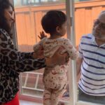 Lakshmy Ramakrishnan Instagram – Ved is running and hiding the moment I take the oil cup!! Sru does that even now and she was welcoming him into the club!! We prepared the backyard and did it like how our mothers and grandmothers used to do it ❤️ 
#OilBathFun