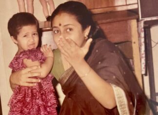 Lakshmy Ramakrishnan Instagram - I stitched this frock for you @vu2srk ❤️ It was left over curtain material!!!
