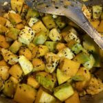 Lakshmy Ramakrishnan Instagram - Fusion cooking; Yellow Pumpkin, Paneer and Black Jeera sauté❤️