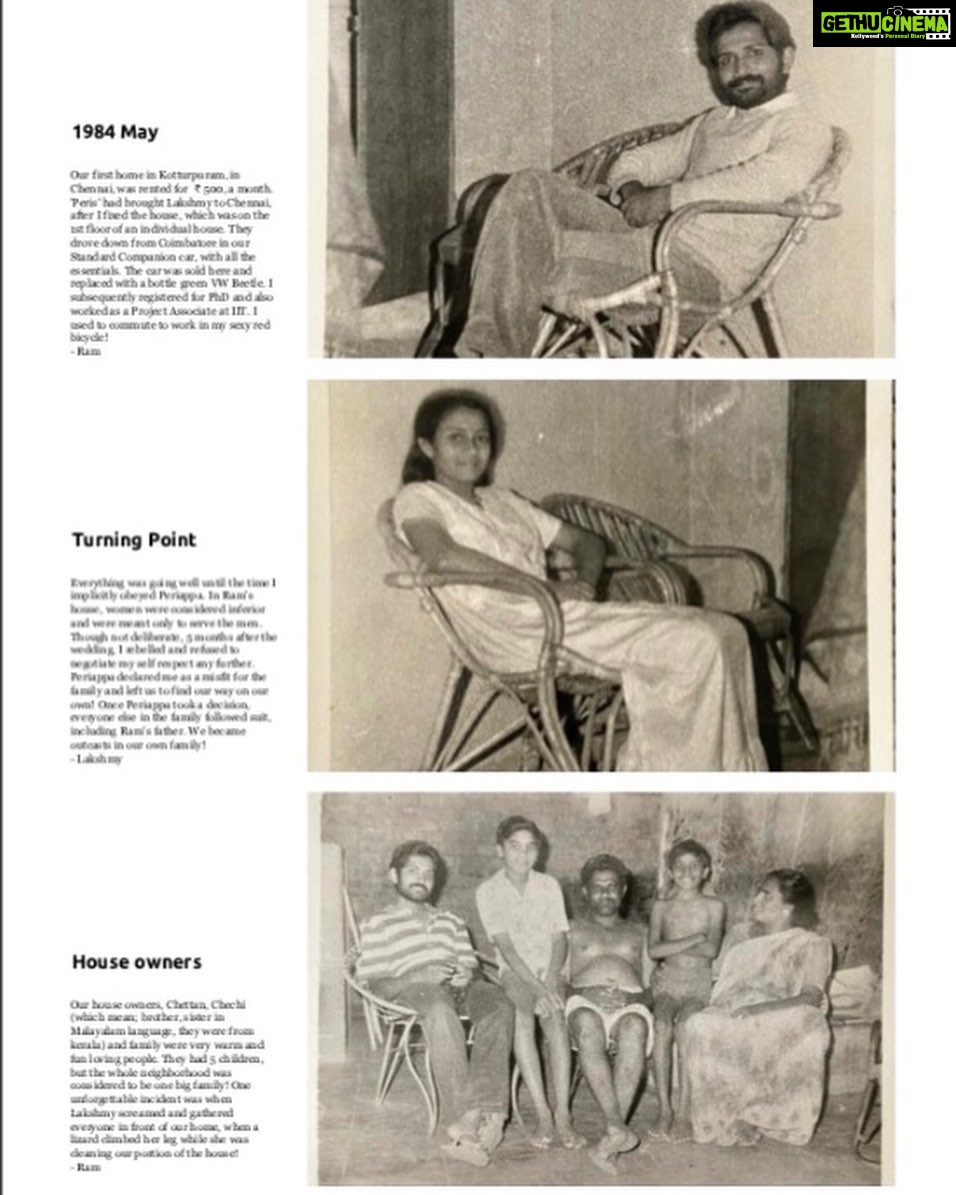 Lakshmy Ramakrishnan Instagram - When we watched #greatindiankitchen and #Tribanga, it was like a recap for us, most importantly, pointed out the things we did right, as a couple, knowingly or unknowingly! We celebrated our Anniversary recently🙏here r some excerpts from the 37 yrs of roller coaster ride...