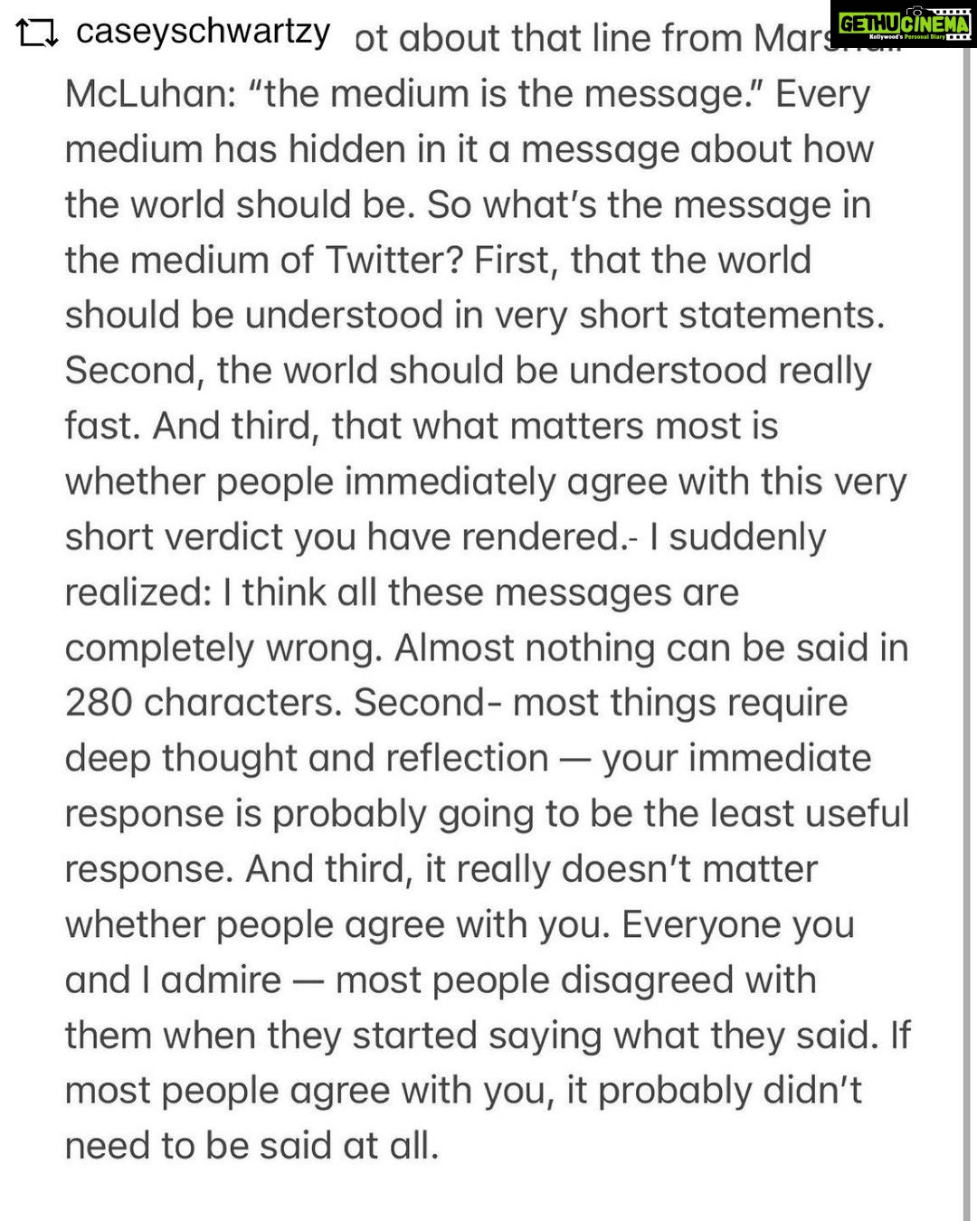 Lisa Ray Instagram - #REPOST @caseyschwartzy with @get__repost__app Did a little Q and A for the NYT with Johann Hari, author of the new book “Stolen Focus,” a subject we both care about a lot. There wasn’t room to squeeze in his Marshall McLuhan-style analysis of Twitter, but it’s super smart, so I include it here. He has one for instagram too :) Thanks @farahlearned for the interesting assignment. Link in bio. #repostios #repostw10