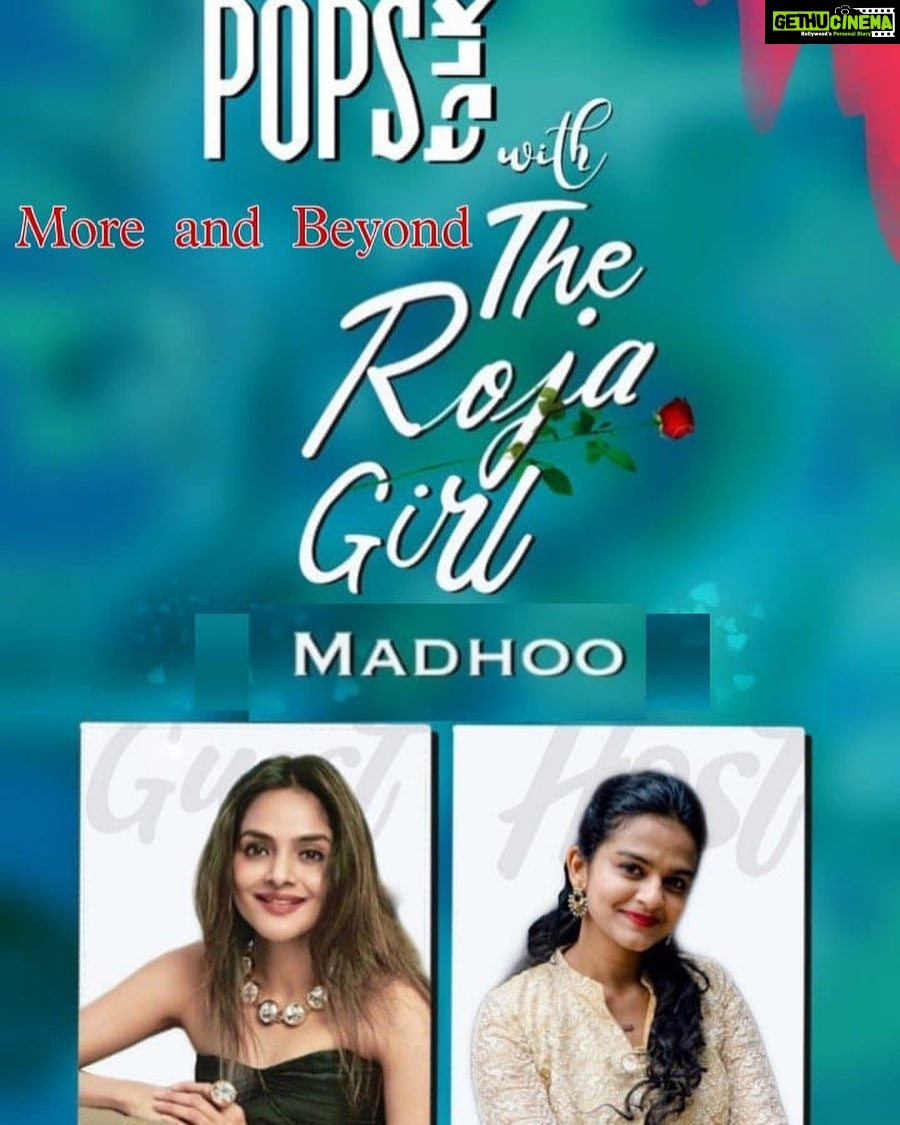 Madhoo Instagram - Really luking forward to our chat @jofna_alice_ a college student with a purpose which is what I love being a part of .. join us all 12pm Tom SUNDAY 28 th🌸